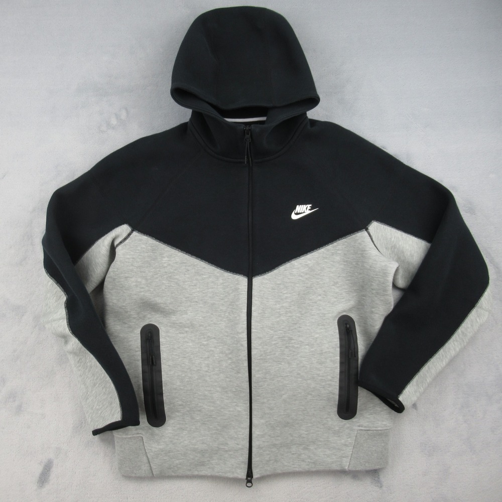 Nike Tech Fleece Full Zip Hoodie Mens Large Gray Black Windrunner FB7921-064